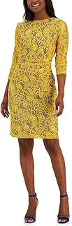[Kasper] Womens Laurissa Lace Calf Sheath Dress Yellow XXL