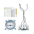 20" Pressure Washer Surface Cleaner with 4 Wheels - Stainless Steel Dual Hand...
