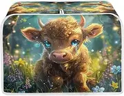 Baxinh Highland Cattle Printed Bread Maker Cover, 2 Slice Kitchen Small Appliance, Toaster Cover Dust and Fingerprint Protection, Washable Oven Bakeware Protector