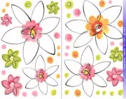 Wall Stickers Removable Decor Decals Peel & Stick Sketch Floral Daisies