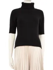 Black Cashmere Turtleneck Top