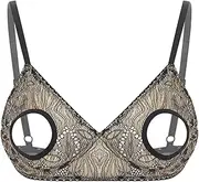 [Vxuxlje] Women's See Through Lace Open Nipples Bra Top Spaghetti Straps Unlined Bralette Underwar