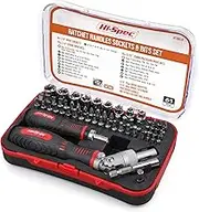 Hi-Spec 61pc 1/4” Hex Driver Bits & Socket Set with Right Angle Ratchet Handle. Easy Repairs with Torx & Small Precision Multibits. Impact Screwdriver Bit Set in a Storage Case