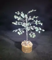 NATURAL GREEN AVENTURINE GEMSTONE CHIP TREE WITH 100 STONES CRYSTAL TREE OF LIFE