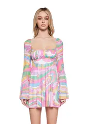 [Sugar Thrillz] Technicolor Dreams Bell Sleeve Dress