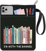 craspire Black Book Covers, Book Pattern, Book Protection, Book Cover for Paperbooks, Washable Book Cover Made of Fabric, with Zip and Additional Case Pocket, for Book Lovers, Classmates