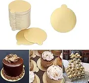Sluffs Cake Stand, Mini Cake Boards with Handle,100 PCS Mousse Cake Boards Gold Cupcake Dessert Displays Tray Wedding Birthday Cake