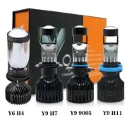 Pair Y9 H11 Mini Bi-LED Projector Lens LED Headlight Bulbs 60000LM
