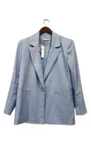 ALICE + OLIVIA Denny Linen Boyfriend Blazer Chambray Blue Single Breasted Size 8