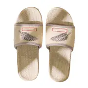 Catzon Men Lightweight Linen Summer Beach Shoes Home Silent Slippers-Brown