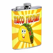 Taco Tuesday Em4 Flask 8oz Stainless Steel Hip Drinking Whiskey