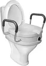 Raised Toilet Seat,Toilet Elevated Riser,Commode Lifter,Adjustable Commode Seat,with Padded Armrests, Width 45-51cm,Easy to Clean,for Elderly Pregnant Woman(White)