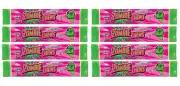 900545 8 x 28g BARS ZOMBIE CHEWS SOUR STRAWBERRY FLAV MEGA SIZE LOLLY CANDY