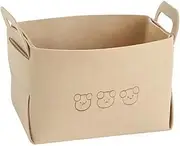 AIMALL Felt Storage Basket, Foldable Car Trunk Organizer with Bear Design, Multi-Use Dirty Clothes Basket, Durable & Easy Clean, 15x9.8x9 Inches