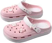[Dikermoon] Women's EVA Cartoon DIY Clogs, Soft Sole Platform Closed Toe Garden Clogs, Breathable Comfort Beach Clogs
