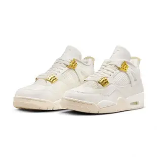 【NIKE 耐吉】AIR JORDAN 4 SAIL METALLIC GOLD 米白 女款(AQ9129-170)