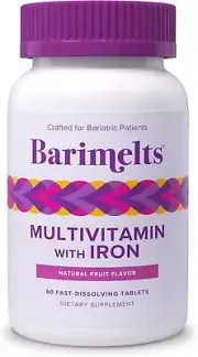 Barimelts Bariatric Multivitamin with Iron - 60 Fast-Dissolving Tablets 1-Mon...
