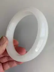 Gorgeous Natural Authentic White Jade Bangle Jade Bracelet Nephrite Grade A 62mm