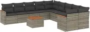 vidaXL Outdoor Modular Sofa Set - 11 Piece Grey Poly Rattan Furniture with Cushions - Garden Patio Lounge