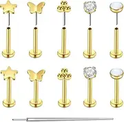 [QXXPVV] 16G 18G 20G Threadless Push in Nose Studs Nose RingsStud Rings Flat Back Earrings Stainless Steel Lip Cartilage Tragus Helix Earring Studs Piercing Jewelry for Women Men