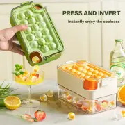 Round Ice Cube Tray with Lid & Bin Container Ice Ball Maker Mold for Freezer