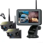 2x Magnetic Solar Wireless Backup Camera 5" Monitor For Hitching Trailer Camper