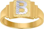 [JewelryWeb] Two tone Gold Teen-Teen Letter Name Personalized Monogram Initial B Band Ring 6.3x2.50mm Wide Size H