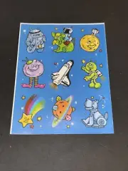 Vintage 80’s Outer Space Alien Rocket Sticker Sheet - Rare