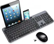Wireless Keyboard and Mouse Combo, Full-Sized Ergonomic Computer Keyboard with P