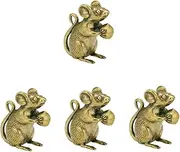 Hoement 4pcs Adorable Retro Brass Mouse Figurine Creative Mouse Decor for Home Office Collectible Statue Unique Present Idea for Friends Family