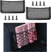 2 PCS Car Storage Net Bag, ABS Plastic Frame Auto Mesh Net Holder with Secure Sc