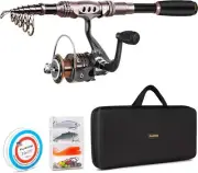 PLUSINNO Fishing Rod and Reel Combos Carbon Fiber Telescopic Fishing Pole with R