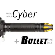 KiWAV Motorcycle Cyber grips Black with Bullet Bar Ends Gold/Black