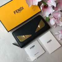 在飛比找蝦皮購物優惠-二手精品 FENDI芬迪 怪獸系列 錢夾 皮夾 長夾 金眼立