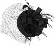 [Healvian] Fascinator Headband with Mesh Veil and Flowers Elegant Tea Party Hat for Weddings Banquets and Special Occasions Versatile Hair Accessory