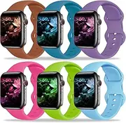 Kounlsyam 6 Pack Bands Compatible with Apple Watch Band 49mm 45mm 44mm 42mm 41mm 40mm 38mm for Women Men, Sport Silicone Breathable Replacement Strap for iWatch Series Ultra 9 8 SE 7 6 5 4 3 2 1