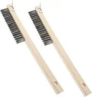 Ciieeo Protect Your Hands Long Wooden Handle Pizza Brush Set 2pcs Wire Brush for Easy Cleaning