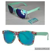 New Kidz Piranha 62075 Candy Floral Mint Green Sunglasses Mirror Lenses UVA UVB