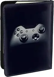 [EdWal] Gaming Controller Pattern Print Passport Cover with Credit Card Holder Leather Passport Case, for Women Men Family ID Travel, Black, One Size