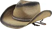[NICEYEA] Men's Straw Hat Panama Hat Cowboy Hat Summer Hat Anti UV Panama Hat Sun Straw Hat with Wide Brim Beach Hat Female Summer Hat Sun UV Protection Cap UPF 50+