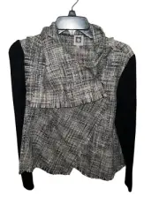 NWT Anne Klein Womens Gray Black Long Sleeve Drape Front Jacket Size 10 SR $149