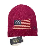 New Polo Ralph Lauren Kids Girl’s Pink Flag Knit Lambswool Beanie Hat SIZE 4-6X