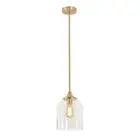 AFX William 1-Light Satin Brass Standard Pendant Light with Clear Glass Shade