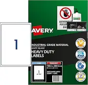 Avery A4 White Heavy Duty Labels - Waterproof Stickers - 199.6 x 289.1 mm, 25 Labels / 25 Sheets (959067 / L7067)