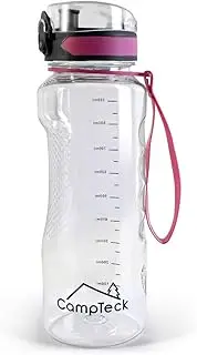 CampTeck 1 Litre Water Bottle (1000ml - 34 fl. oz.) Sports Drinks Bottle BPA Free Tritan - Leak Proof Flip Lock Lid - with Carry Strap