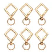 6 Pcs Diamonds Keychain Clip Diamonds Swivel Key Ring Snap Hooks Clip Light Gold