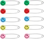 10 Pcs Safety Pins Nappy Safety Pins, Smile Cute Baby Safe Pins, Plastic Head