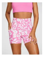 [Rockwear] Printed Pocket Mid Thigh Bike Shorts in Monochrome Pop