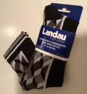 NWT- Landau - Black-White-Gray-Checkered-Knee Hi-Graduated Compression Socks-NEW