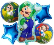 Set of 5 Super Mario Bros Luigi Balloons Party Birthday Supplies